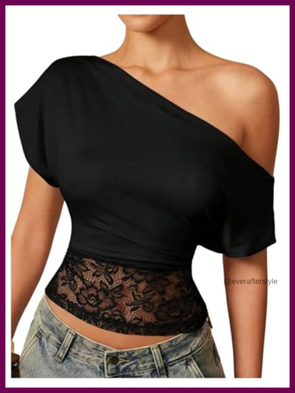 Lace Off Shoulder Top Short Sleeve Ruched Slim Fit Summer Y2K